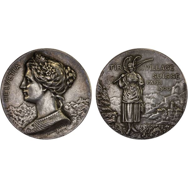 SWITZERLAND: Confederation, AR medal (28.22g), 1900, VF-XF