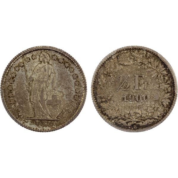 SWITZERLAND: Confederation, AR 1/2 franc, Bern, 1900-B, PCGS MS64