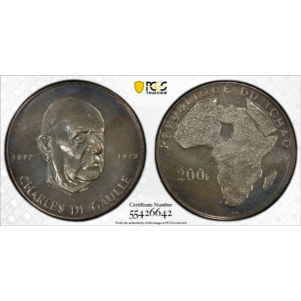 CHAD: AR 200 francs, 1970, PCGS Proof 67