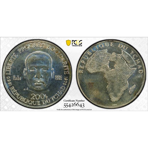 CHAD: AR 200 francs, 1970, PCGS Proof 64