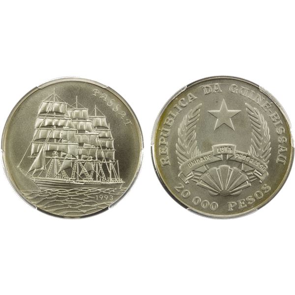 GUINEA-BISSAU: Republic, AR 20000 pesos, 1993, PCGS MS67