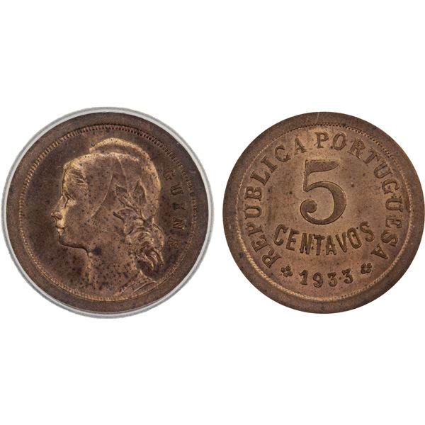 PORTUGUESE GUINEA: Portuguese Colony, AE 5 centavos, 1933, ICG graded MS65