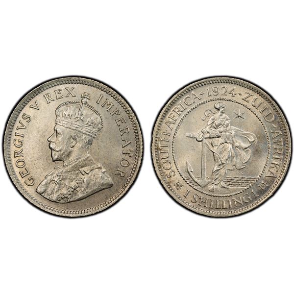 SOUTH AFRICA: George V, 1910-1936, AR shilling, 1924, PCGS MS64