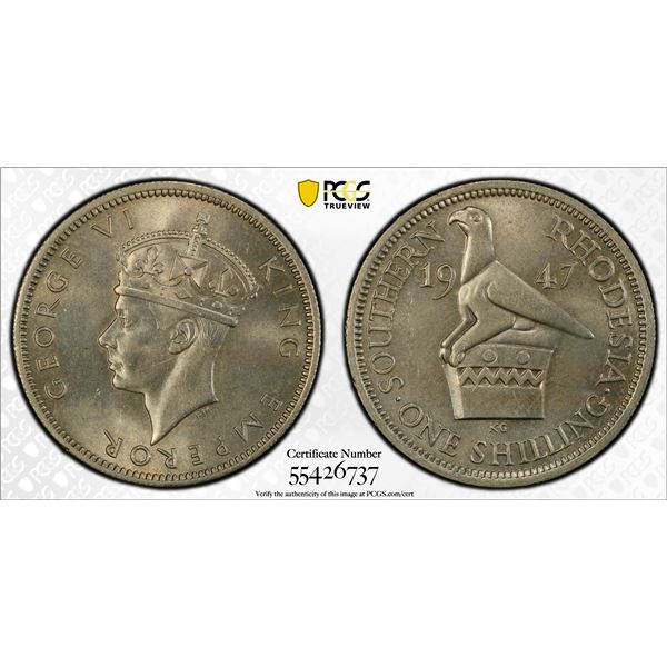 SOUTHERN RHODESIA: George VI, 1936-1952, 1 shilling, 1947, PCGS MS65