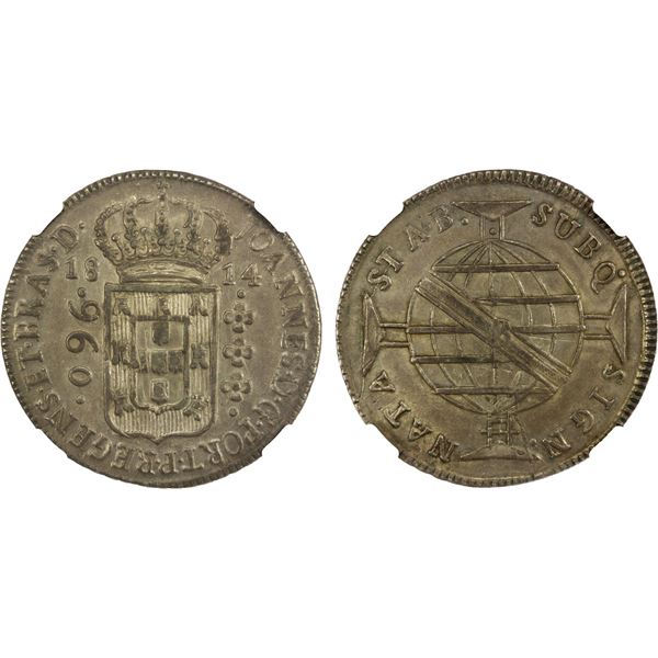 BRAZIL: João, Prince Regent, 1799-1816, AR 960 reis, 1814-B, NGC AU55