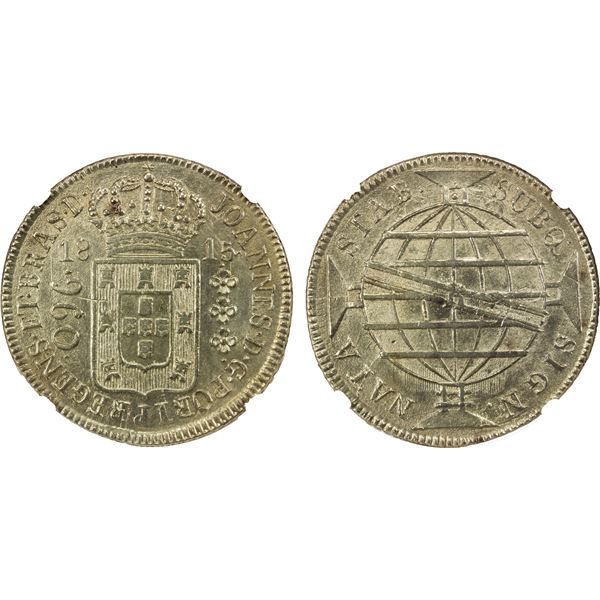 BRAZIL: João, Prince Regent, 1799-1816, AR 960 reis, 1815-R, NGC Unc details