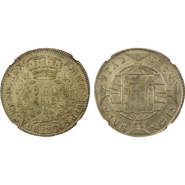 BRAZIL: João VI, 1818-1822, AR 960 reis, 1818-R, NGC AU details