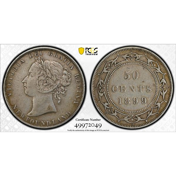 CANADA: NEWFOUNDLAND: Victoria, 1855-1901, AR 50 cents, 1899, PCGS EF40