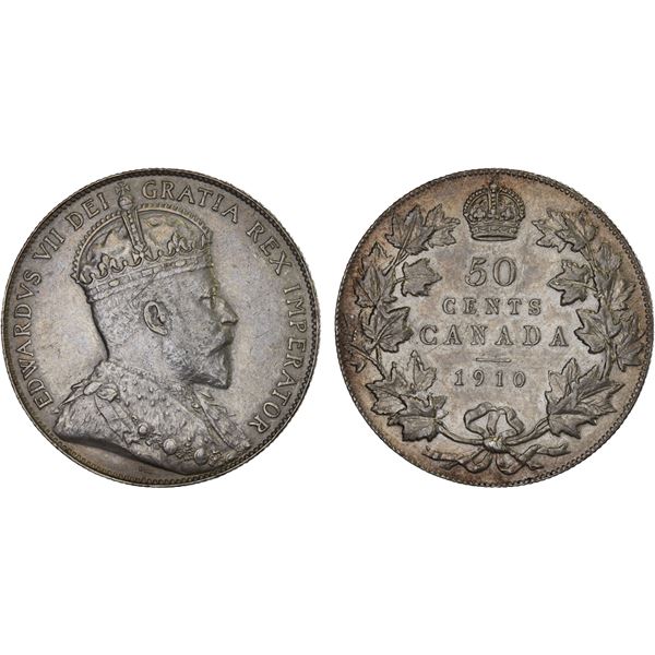 CANADA: Edward VII, 1901-1910, AR 50 cents, 1910, XF
