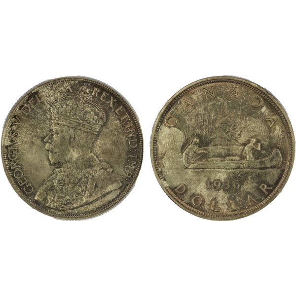 CANADA: George V, 1910-1936, AR dollar, 1936, PCGS MS64