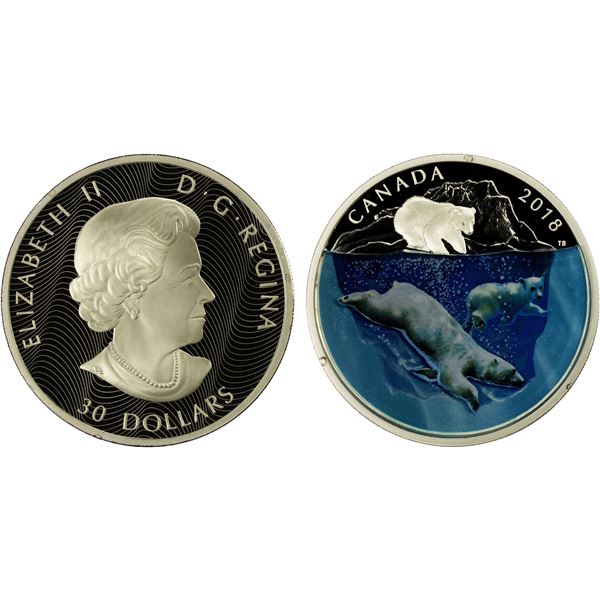 CANADA: Elizabeth II, 1952-2022, AR 30 dollars, 2018, Proof