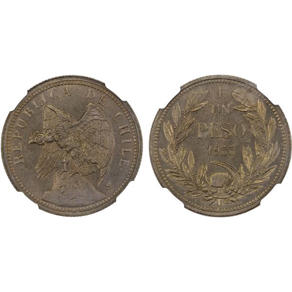 CHILE: Republic, 1 peso, 1933-So, NGC MS66