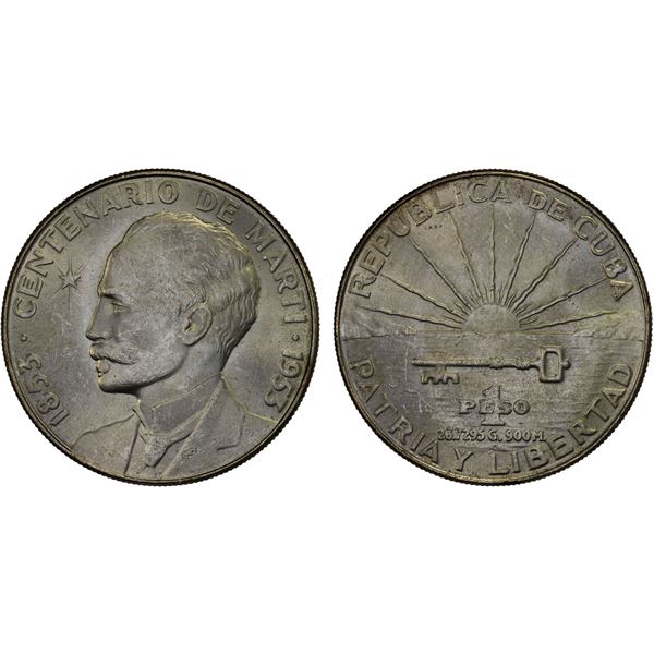 CUBA: Republic, AR peso, 1953, Unc
