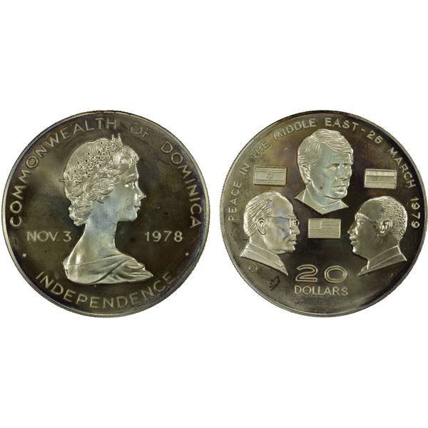 DOMINICA: Republic, AR 20 dollars, 1979, Proof