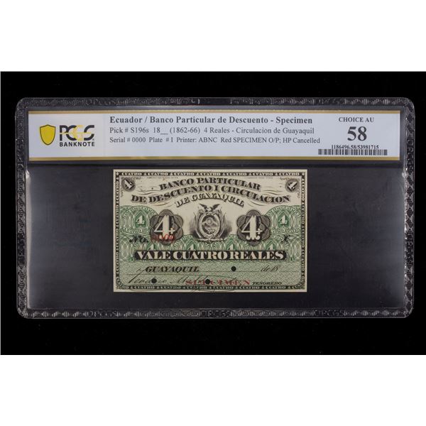 ECUADOR: Republic, 4 reales, ND (1862-66), PCGS AU58
