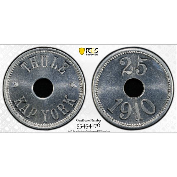 GREENLAND: 25 øre token, 1910, PCGS MS65