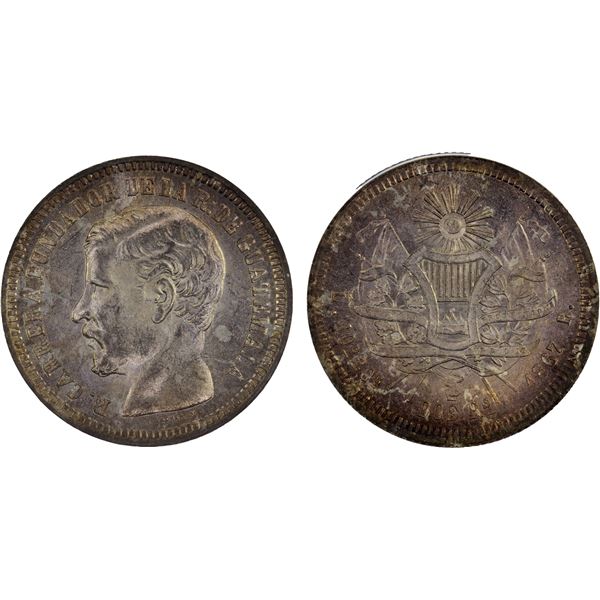 GUATEMALA: Republic, AR 2 reales, 1867-R, ANACS MS63