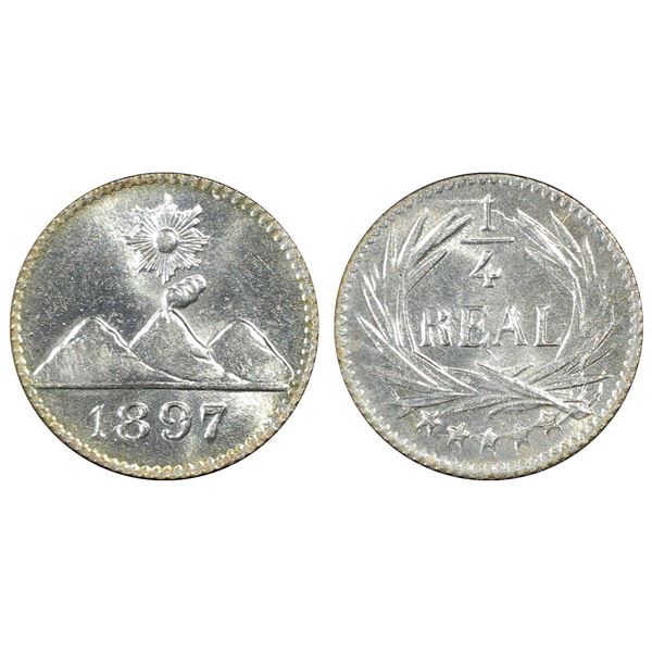 GUATEMALA: Republic, AR 1/4 real, 1897, PCGS MS66