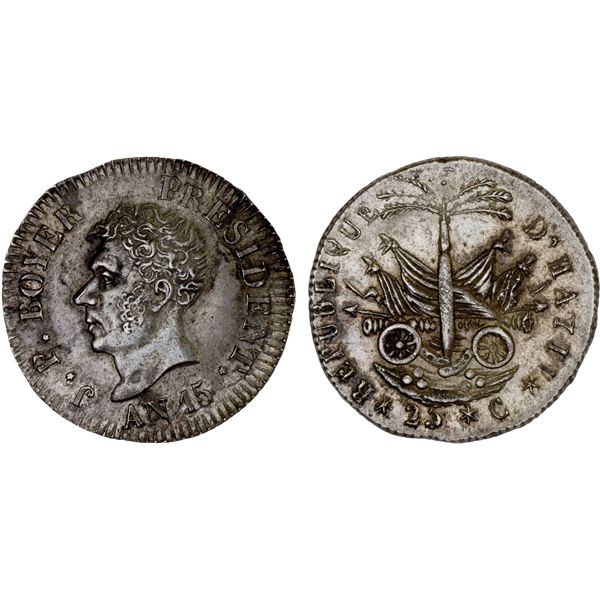 HAITI: Western Republic, AR 25 centimes, AN 15 (1818), AU