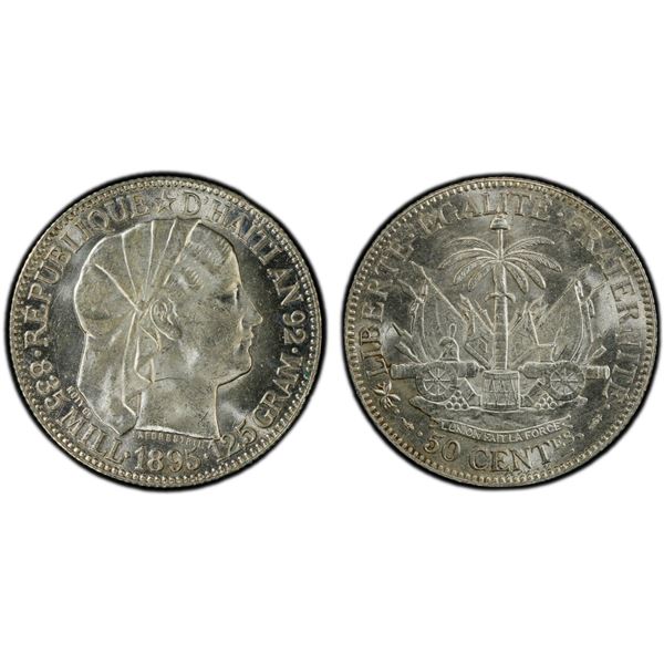 HAITI: Republic, AR 50 centimes, 1895, PCGS MS63