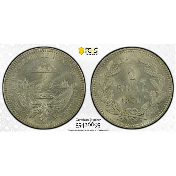 HONDURAS: Republic, 1 real, 1870, PCGS MS63