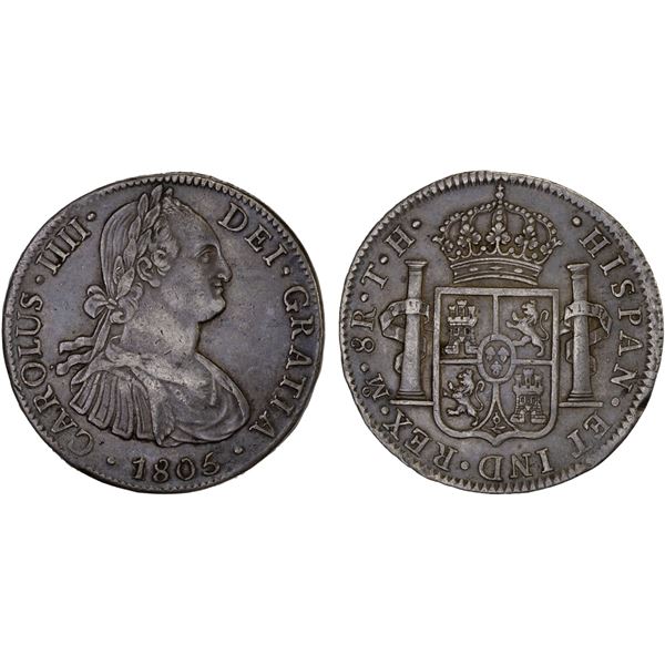 MEXICO: Carlos IV, 1788-1808, AR 8 reales, 1805-Mo, XF