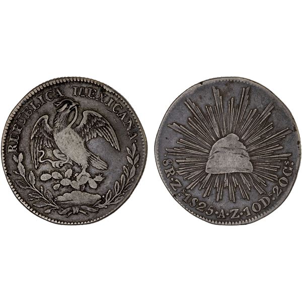 MEXICO: Republic, AR 8 reales (26.68g), 1825-Zs, F-VF