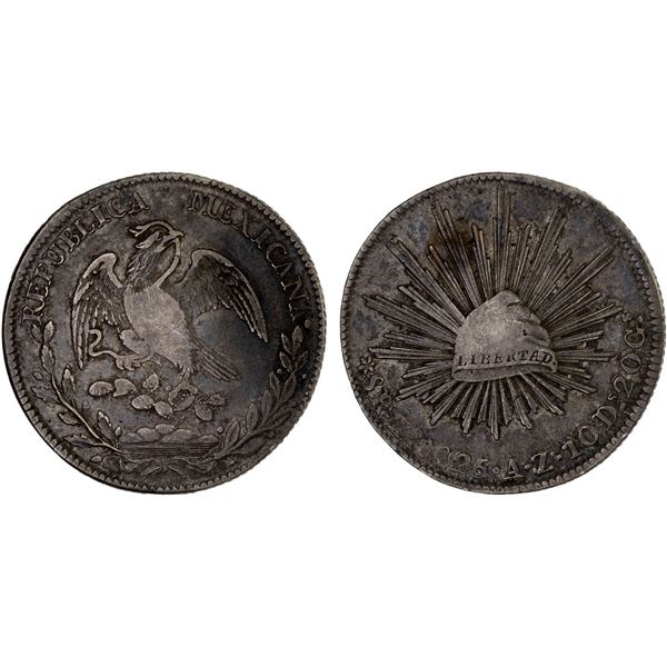MEXICO: Republic, AR 8 reales (26.90g), 1825-Zs, F-VF