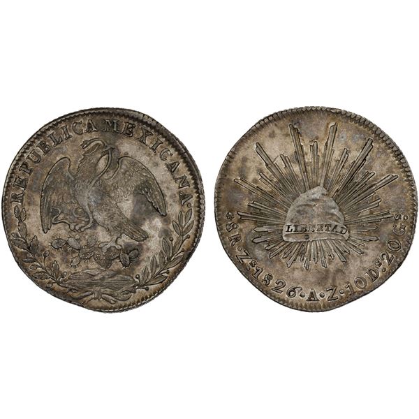 MEXICO: Republic, AR 8 reales (27.01g), 1826-Zs, XF