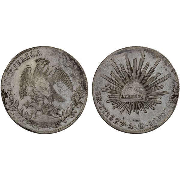 MEXICO: Republic, AR 8 reales (26.68g), 1827-Zs, VF-XF