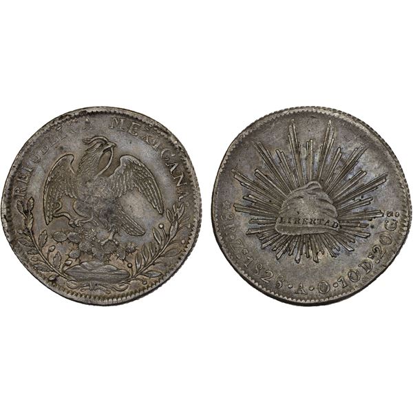 MEXICO: Republic, AR 8 reales (27.55g), 1828-Zs, VF-XF