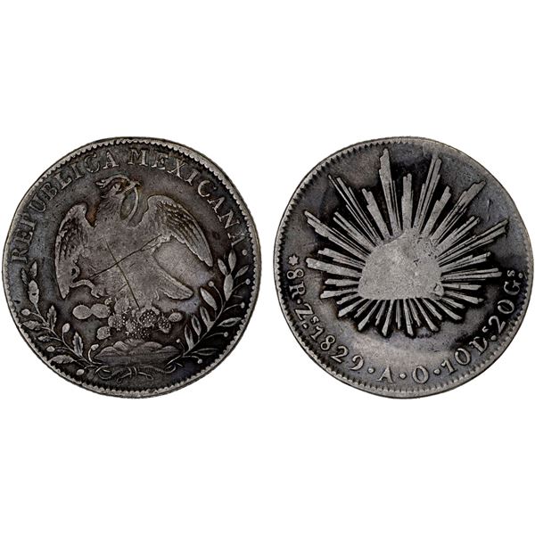 MEXICO: Republic, AR 8 reales (26.73g), 1829-Zs, F-VF