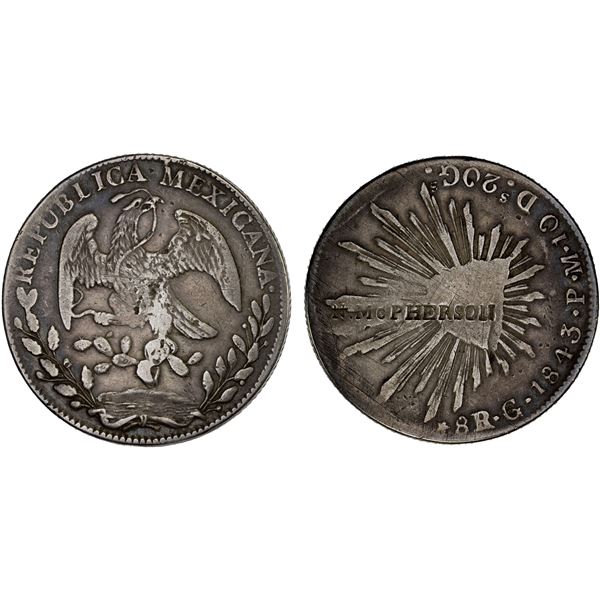 MEXICO: Republic, AR 8 reales (26.26g), 1843-Go, Fine