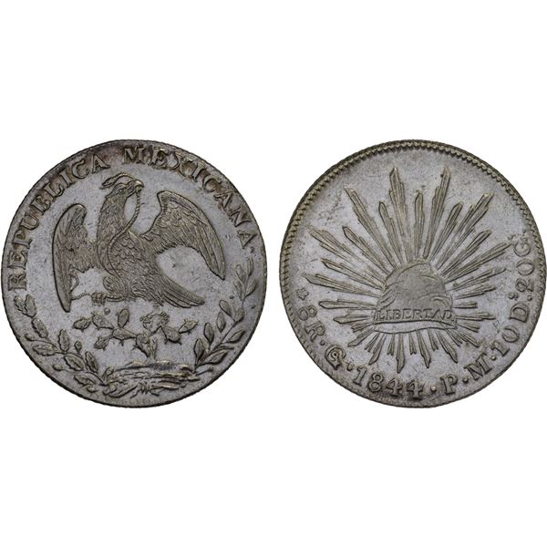 MEXICO: Republic, AR 8 reales, 1844-Go, XF