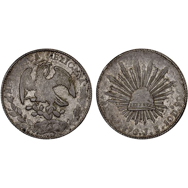 MEXICO: Republic, AR 8 reales (26.89g), 1876-Zs, XF