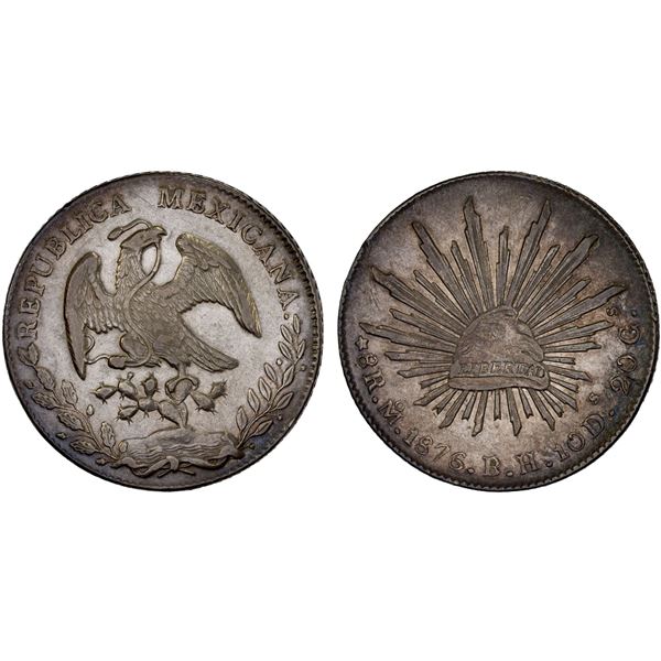 MEXICO: Republic, AR 8 reales (26.88g), 1876/5-Mo, XF