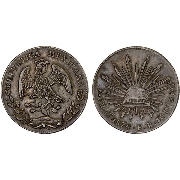 MEXICO: Republic, AR 8 reales (27.01g), 1876-Go, VF-XF