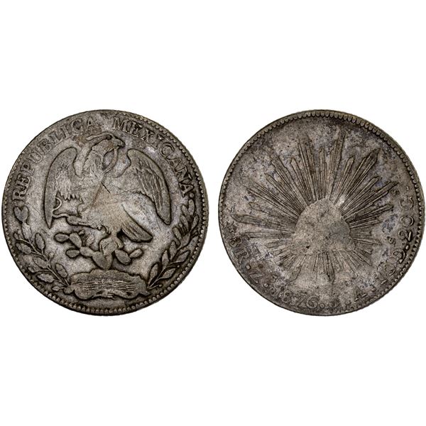 MEXICO: Republic, AR 8 reales (26.93g), 1876-Zs, VF