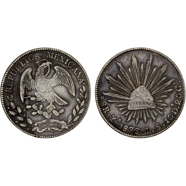 MEXICO: Republic, AR 8 reales (26.88g), 1876-Zs, VF