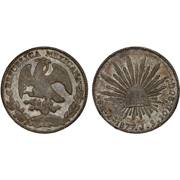MEXICO: Republic, AR 8 reales (27.06g), 1877-Zs, AU