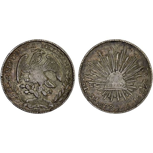MEXICO: Republic, AR 8 reales (27.02g), 1877-Zs, XF