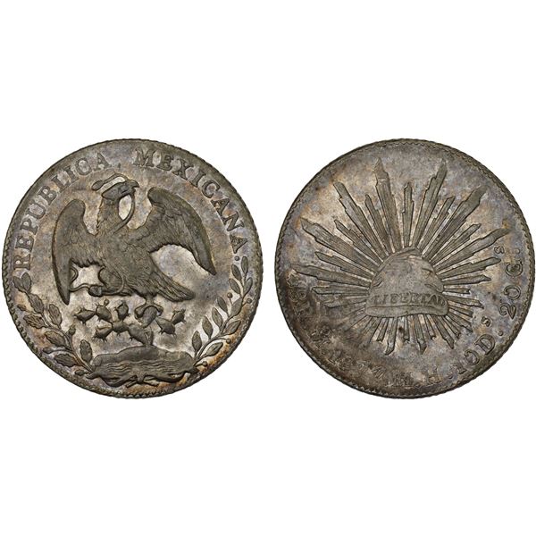 MEXICO: Republic, AR 8 reales (27.04g), 1877-Mo, XF