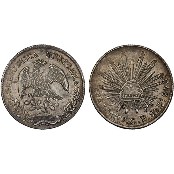MEXICO: Republic, AR 8 reales (26.94g), 1877-Do, VF-XF