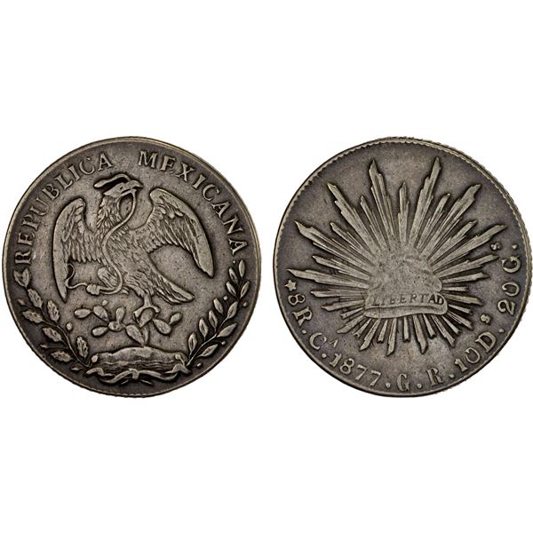 MEXICO: Republic, AR 8 reales (26.41g), 1877-Ca, VF