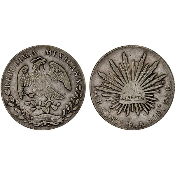 MEXICO: Republic, AR 8 reales (26.50g), 1877-Ca, VF