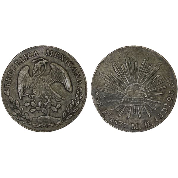 MEXICO: Republic, AR 8 reales (26.97g), 1877-Pi, VF