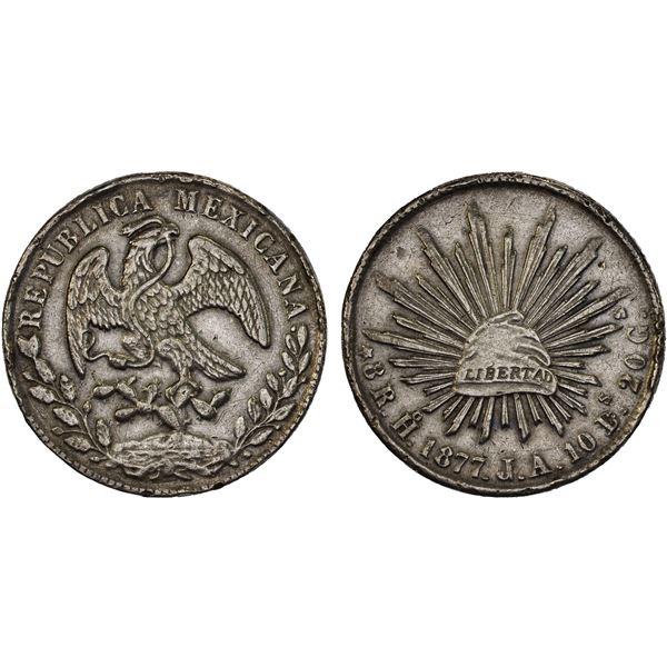 MEXICO: Republic, AR 8 reales (27.29g), 1877-Ho, Choice VF