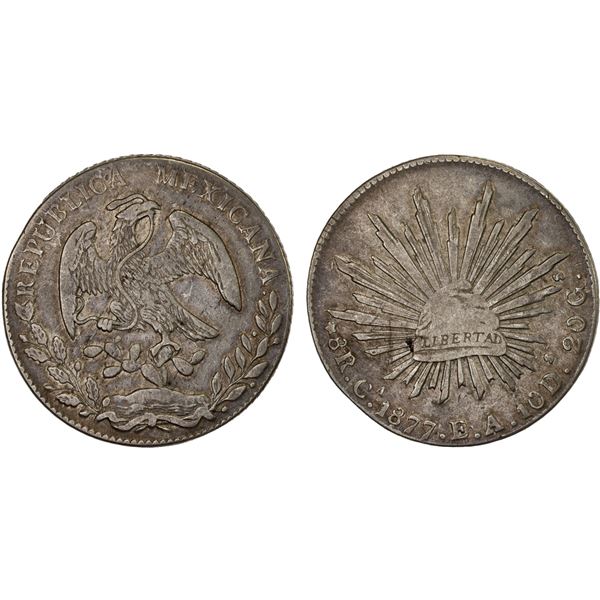 MEXICO: Republic, AR 8 reales (26.81g), 1877-Ca, F-VF