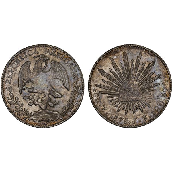 MEXICO: Republic, AR 8 reales (26.93g), 1878-Zs, XF