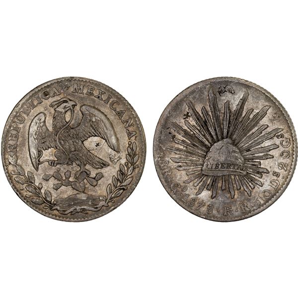 MEXICO: Republic, AR 8 reales (26.81g), 1878/7-Go, VF
